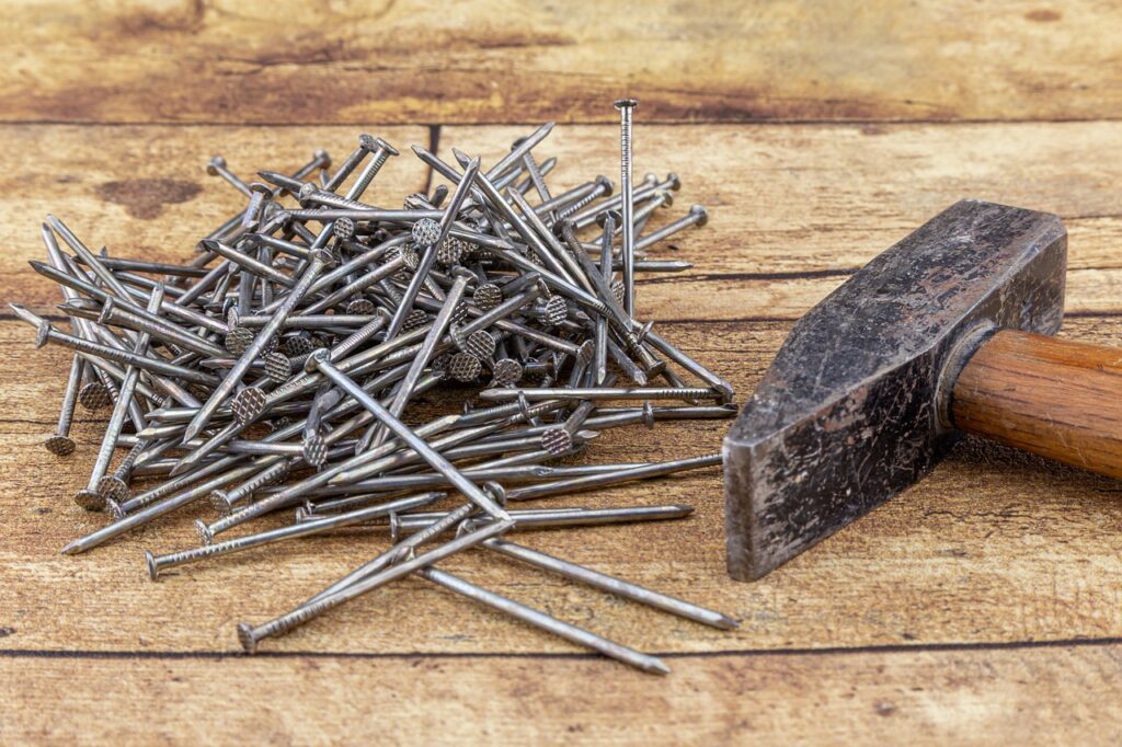 nails, flat head, steel